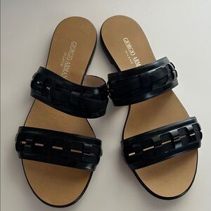 Giorgio Armani Black Woven Sandals
